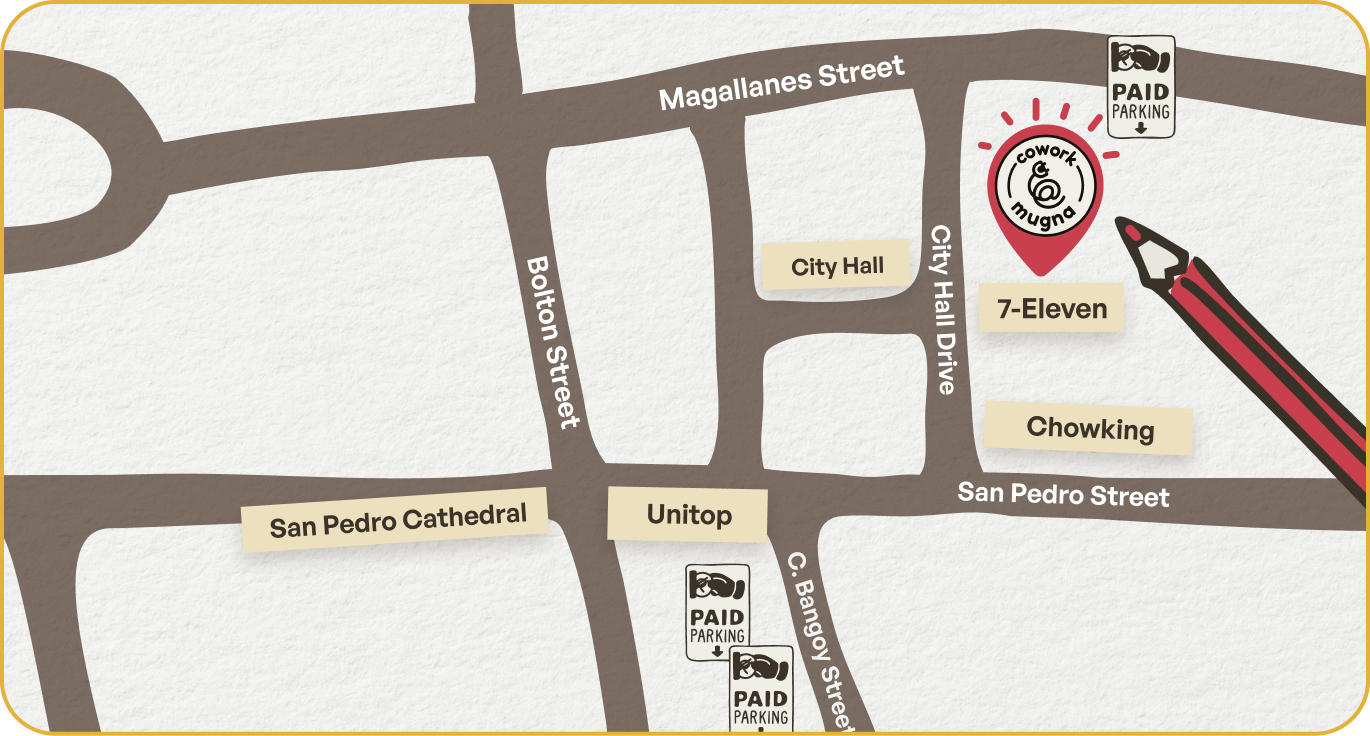 Map showing Cowork@Mugna location in Davao City